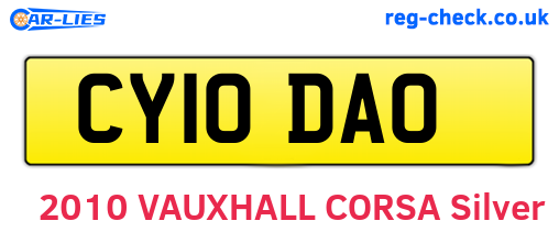 CY10DAO are the vehicle registration plates.