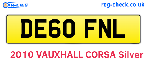 DE60FNL are the vehicle registration plates.