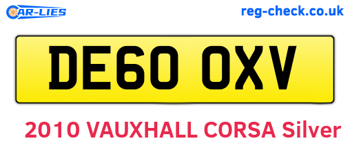 DE60OXV are the vehicle registration plates.