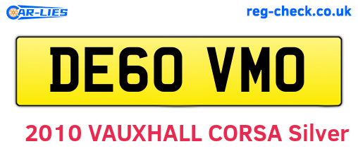 DE60VMO are the vehicle registration plates.