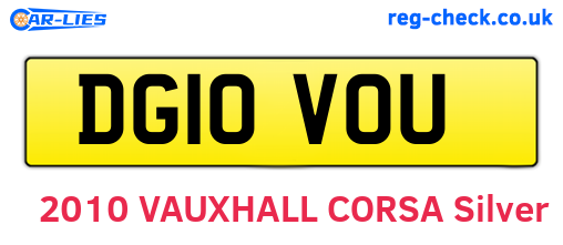 DG10VOU are the vehicle registration plates.