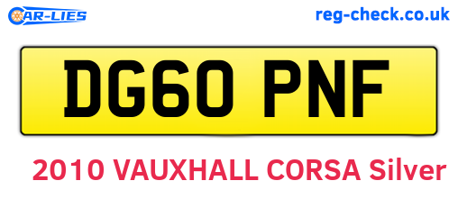 DG60PNF are the vehicle registration plates.