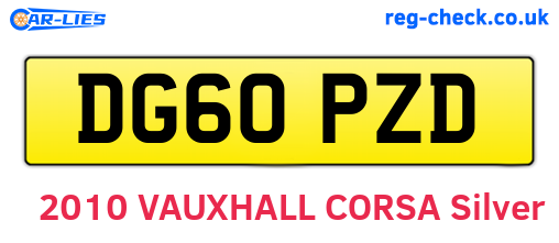 DG60PZD are the vehicle registration plates.