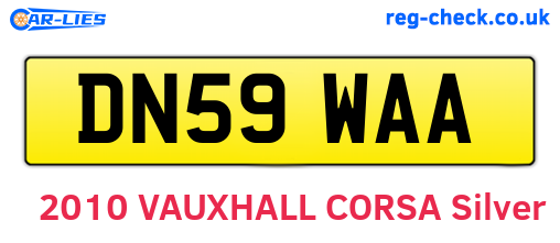 DN59WAA are the vehicle registration plates.