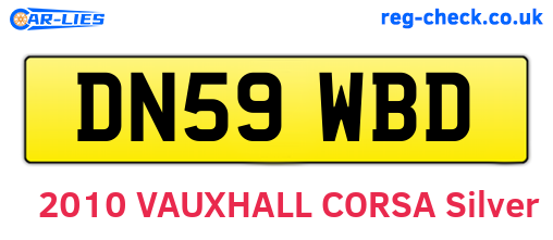DN59WBD are the vehicle registration plates.