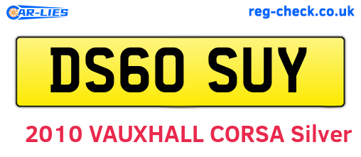 DS60SUY are the vehicle registration plates.