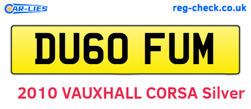 DU60FUM are the vehicle registration plates.