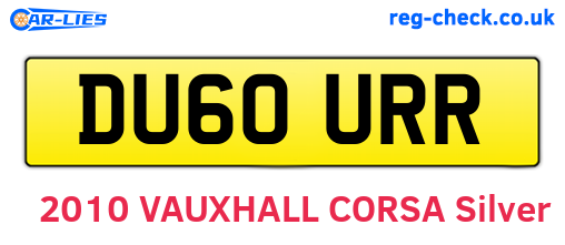 DU60URR are the vehicle registration plates.