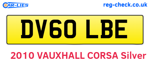 DV60LBE are the vehicle registration plates.