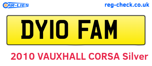 DY10FAM are the vehicle registration plates.