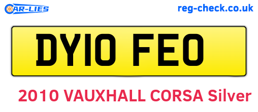 DY10FEO are the vehicle registration plates.