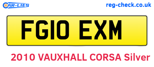 FG10EXM are the vehicle registration plates.