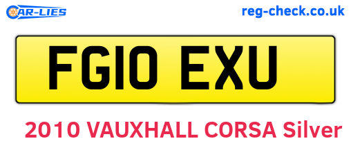 FG10EXU are the vehicle registration plates.