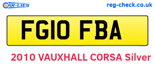 FG10FBA are the vehicle registration plates.