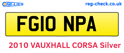 FG10NPA are the vehicle registration plates.