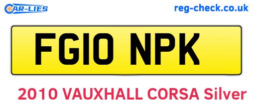 FG10NPK are the vehicle registration plates.