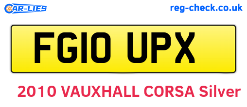 FG10UPX are the vehicle registration plates.