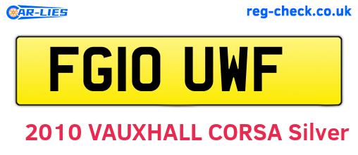 FG10UWF are the vehicle registration plates.