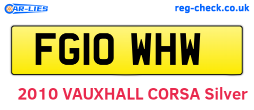 FG10WHW are the vehicle registration plates.