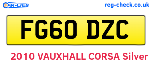 FG60DZC are the vehicle registration plates.