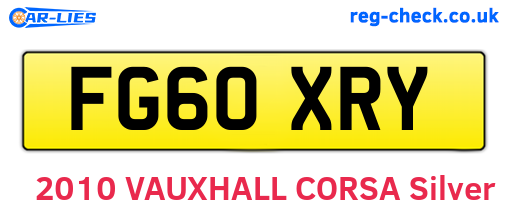 FG60XRY are the vehicle registration plates.