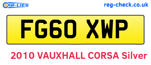 FG60XWP are the vehicle registration plates.