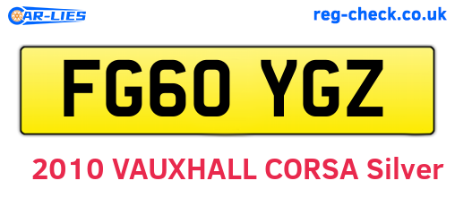 FG60YGZ are the vehicle registration plates.