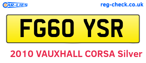 FG60YSR are the vehicle registration plates.