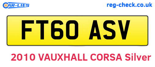 FT60ASV are the vehicle registration plates.
