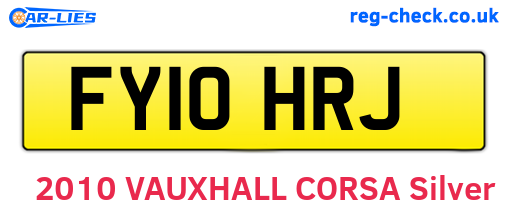 FY10HRJ are the vehicle registration plates.