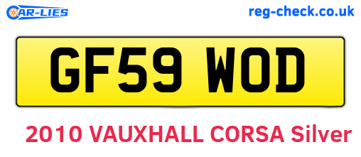 GF59WOD are the vehicle registration plates.
