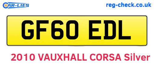 GF60EDL are the vehicle registration plates.