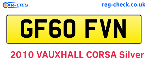 GF60FVN are the vehicle registration plates.