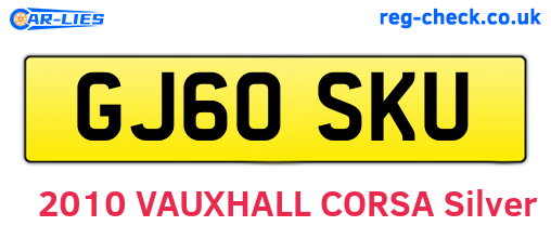 GJ60SKU are the vehicle registration plates.