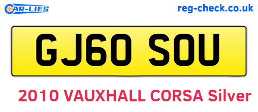 GJ60SOU are the vehicle registration plates.