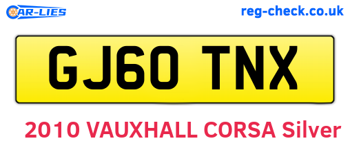 GJ60TNX are the vehicle registration plates.