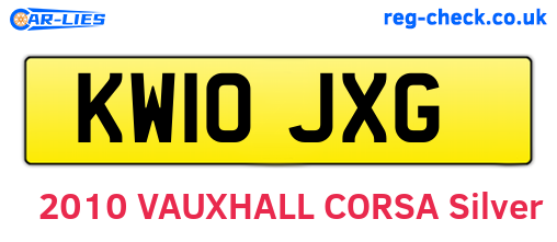 KW10JXG are the vehicle registration plates.
