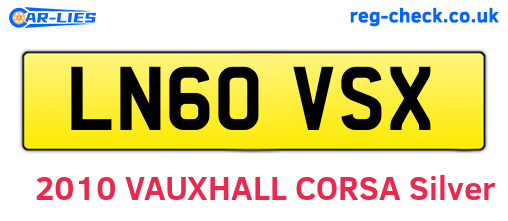 LN60VSX are the vehicle registration plates.