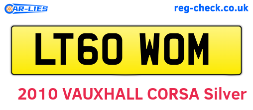 LT60WOM are the vehicle registration plates.