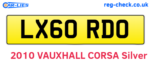 LX60RDO are the vehicle registration plates.