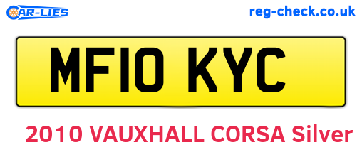 MF10KYC are the vehicle registration plates.