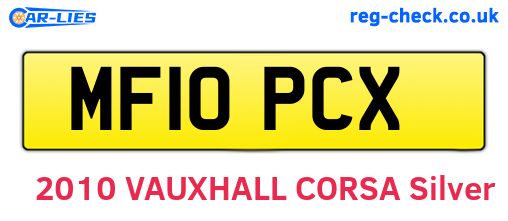 MF10PCX are the vehicle registration plates.
