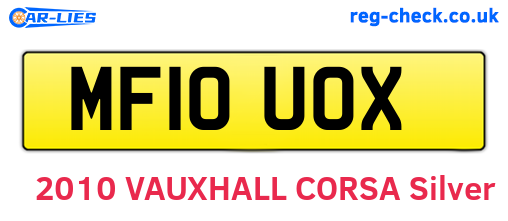 MF10UOX are the vehicle registration plates.
