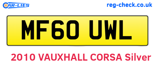 MF60UWL are the vehicle registration plates.