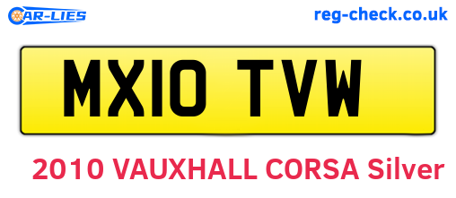 MX10TVW are the vehicle registration plates.