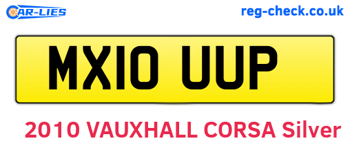 MX10UUP are the vehicle registration plates.