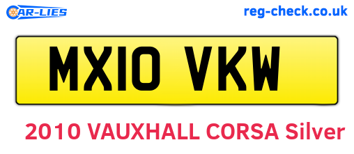 MX10VKW are the vehicle registration plates.
