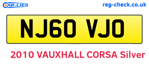 NJ60VJO are the vehicle registration plates.
