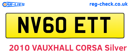 NV60ETT are the vehicle registration plates.