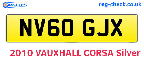 NV60GJX are the vehicle registration plates.